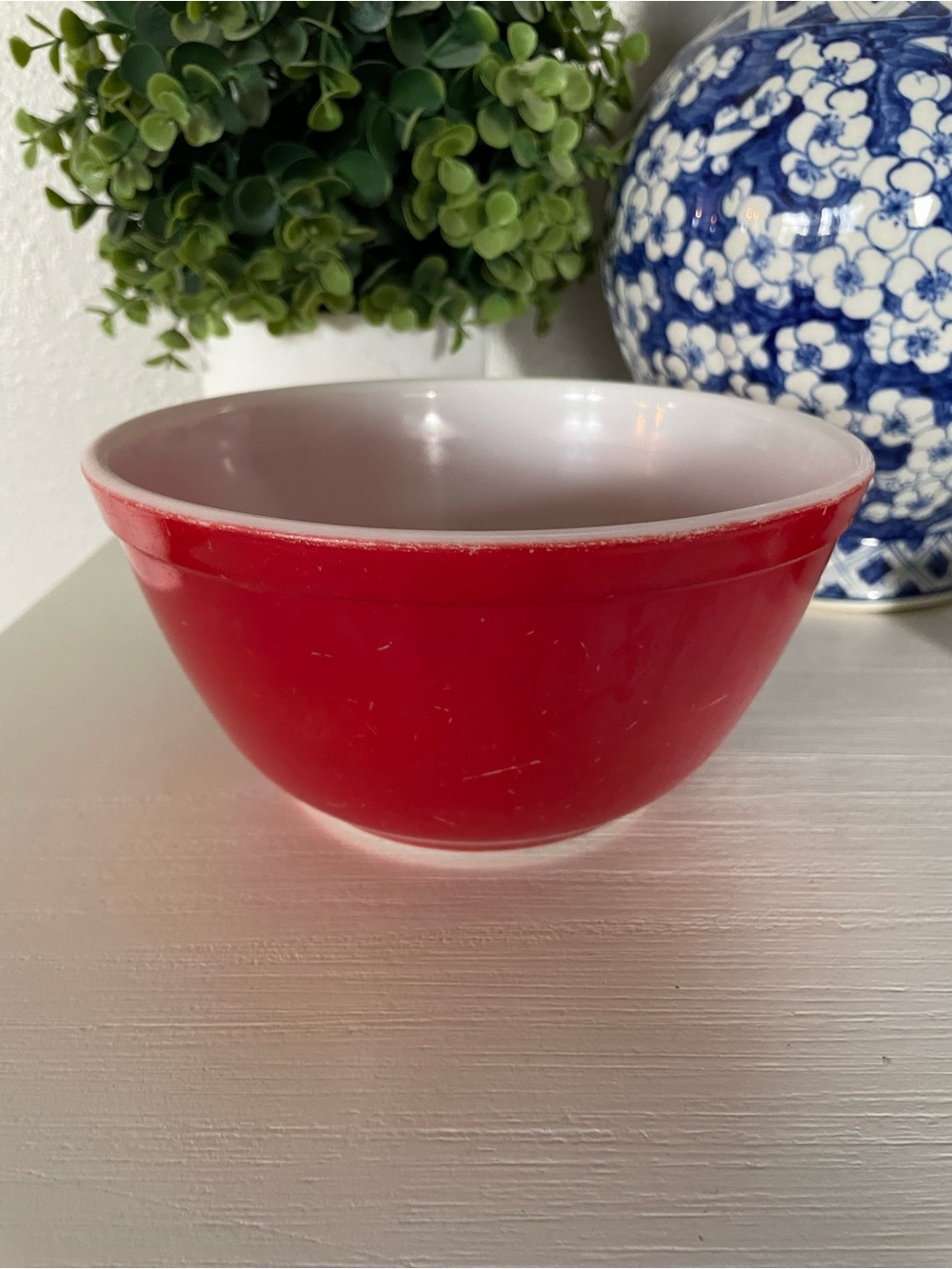 Vintage Pyrex Primary Red #402 Nesting Mixing Bowl 1.5QT Milk Glass